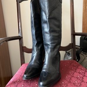 Leather cowboy boots black womens size 10